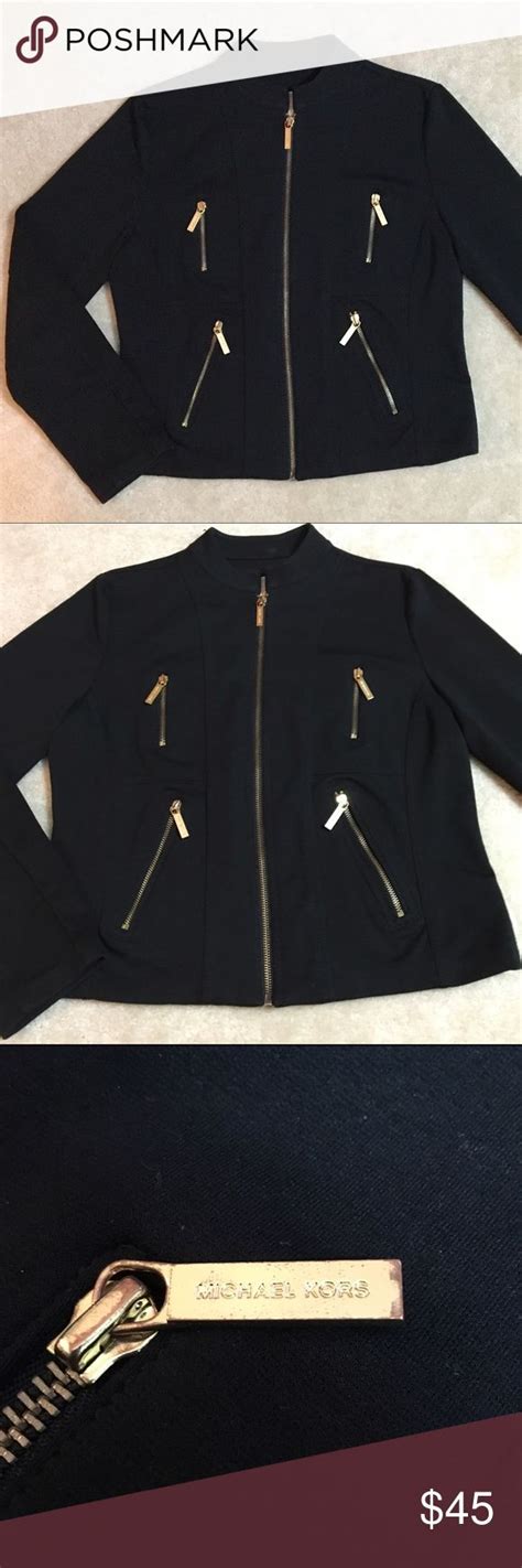 michael kors black jean jacket gold buttons